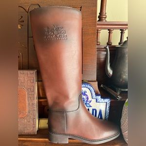 RILEE leather coach riding boots new walnut brown size 6